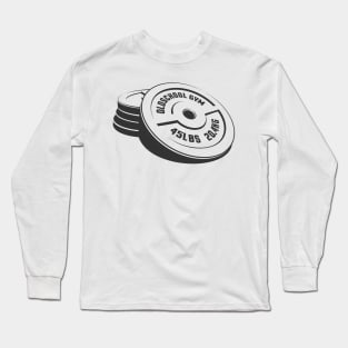 Disks for a heavy weight barbell in a stack Long Sleeve T-Shirt